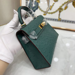 Mini Kelly II Sellier 19cm Vert Cypress Epsom Leather Gold Hardware Mini Women Handbag