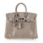 👜Birkin 25 Bag Gris Agate Lizard Palladium Hardware VERY Rare