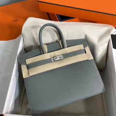 Birkin 25 Sellier 63 Vert Amande Epsom Silver Hardware