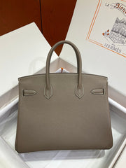 Birkin 30 Retourne in Etoupe Togo Leather with White Stitching (Gold Hardware)