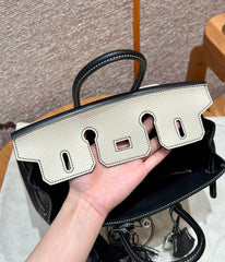Birkin 25 Craie and Noir Togo Leather Bi-Color Bag