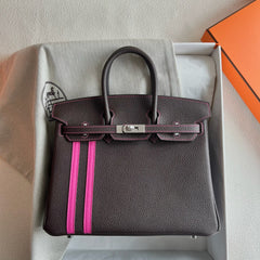 Mini Birkin 25cm Officier Edition in Chocolate Brown Togo & Pink Swift Calfskin