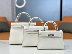 Kelly Sellier 19cm & 22cm & 25cm Craie Box Calf Leather Gold Hardware & Palladium Hardware Women Handbag