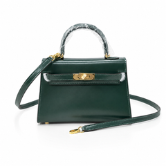 Kelly Sellier 19cm & 22cm & 25cm Vert Fonce Box Calf Leather Gold Hardware & Palladium Hardware Women Handbag