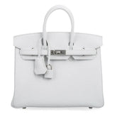 👜Birkin 25 Bag HSS White Clemence Trench Interior Brushed Palladium Hardware