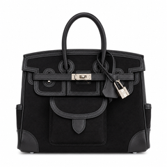 Birkin Cargo 25 All Black Swift Leather and Canvas Multi-Pocket Bag