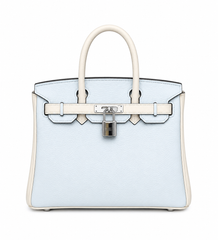 Birkin 25/30 Retourne Bi-Color in Bleu Brume and Craie Togo Leather (Palladium Hardware)