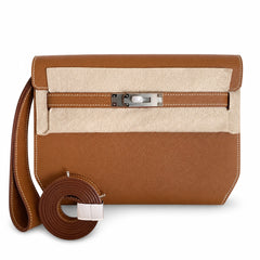 Kelly depeches 25cm epsom gold brown gold buckle silver buckle