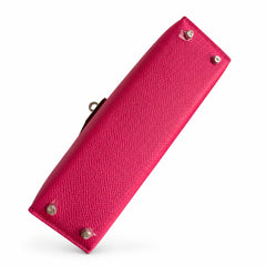Ready stock: Fully hand-stitched 👉Second generation Mini Kelly 19cm imported Epsom leather pink silver buckle