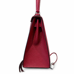 kelly28cm, K1/Rouge Grenat, Epsom, sliver, all handmade‼ ️Kelly 28cm, pomegranate red, palm print, silver buckle, high-end handmade exclusive customization‼ ️Purely hand-made nails, hand-engraved hard
