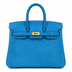 Rare Runaway Birkin 25cm Grizzly Tanzanite Blue Suede Luxury Tote