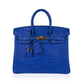 👜Birkin 25 Bag Blue Zellige Matte Alligator Gold Hardware