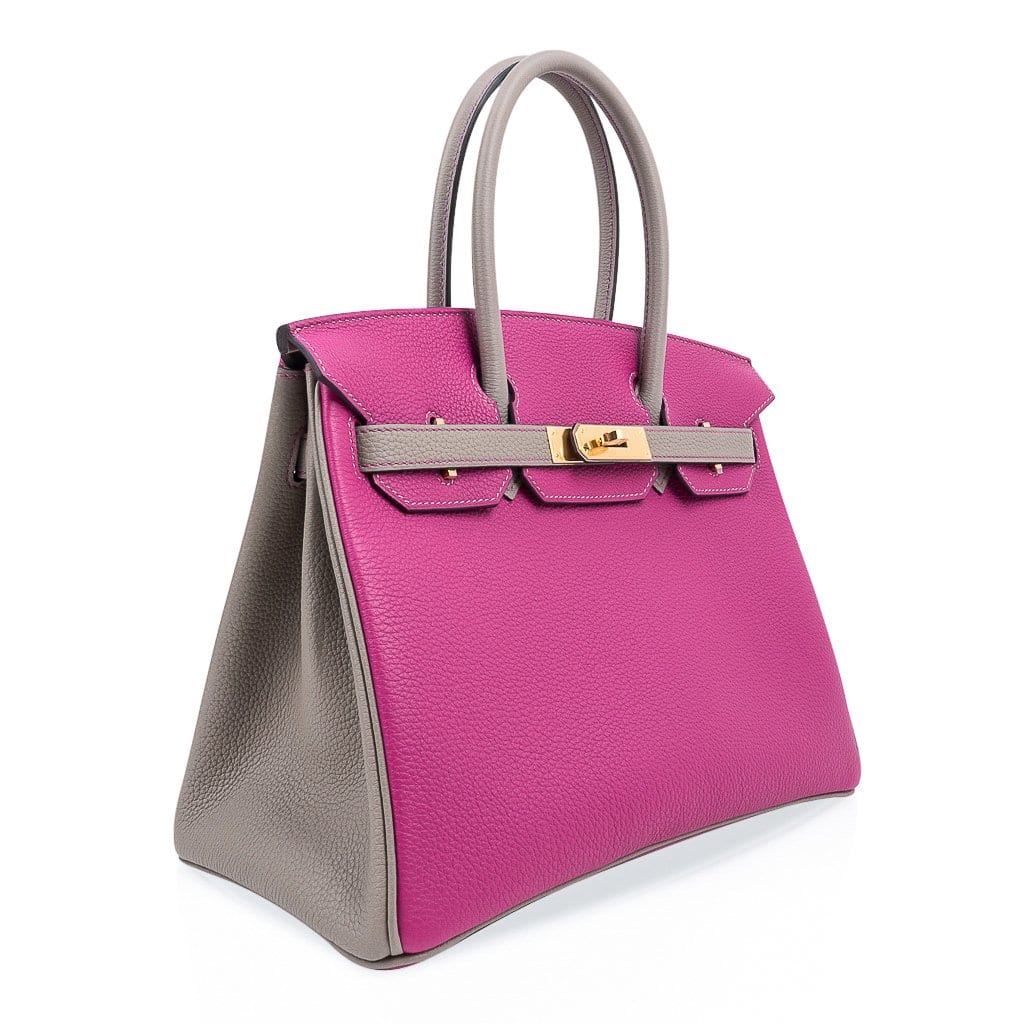 👜Special Order HSS Birkin 30 Bag Rose Pourpre & Gris Asphalte Togo Leather with Gold Hardware