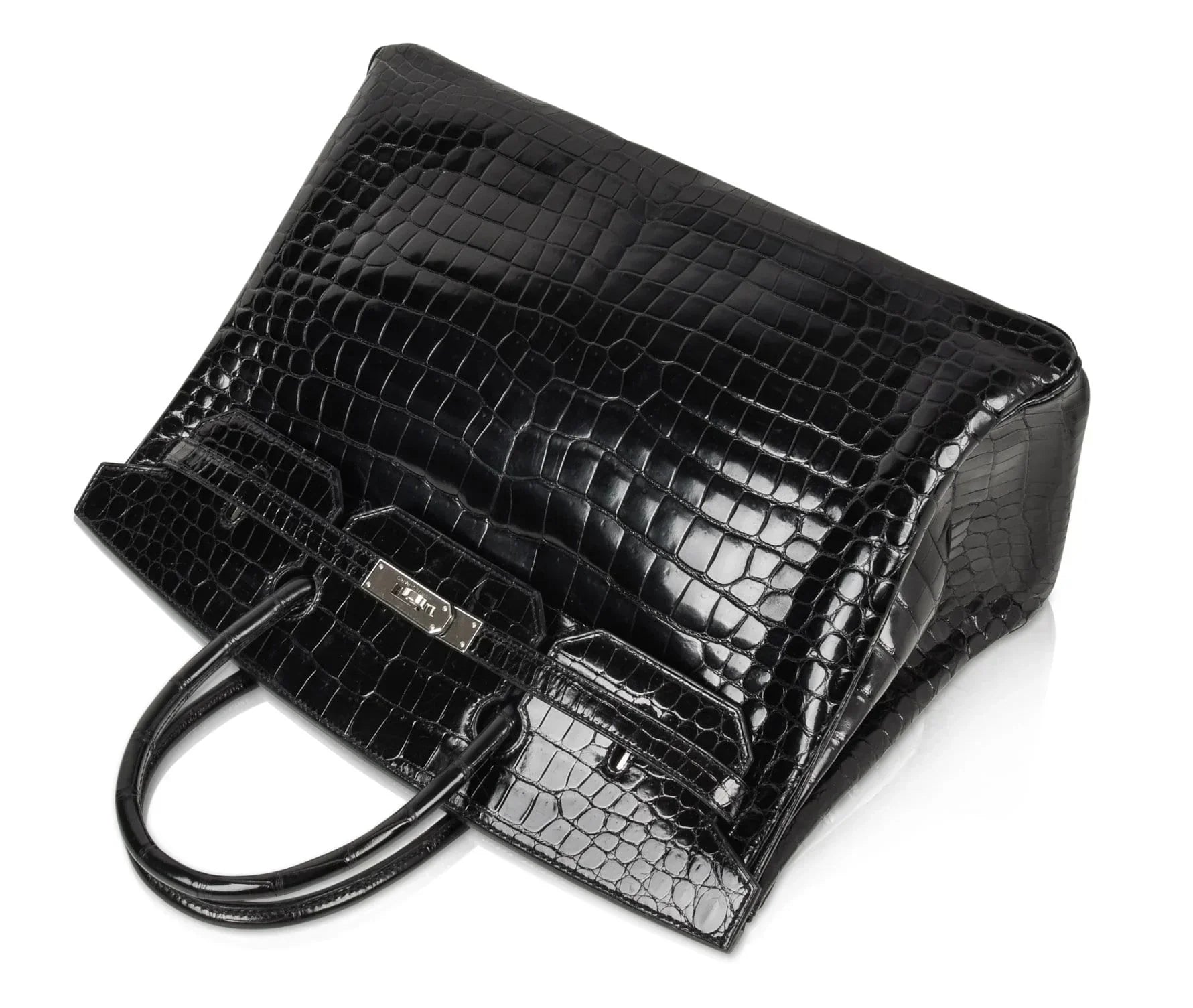 👜Birkin 40 Bag Black Porosus Crocodile Palladium