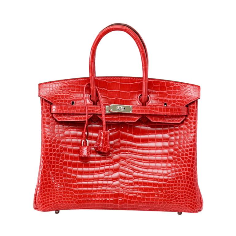 👜Birkin 35 Bag Porosus Crocodile Bougainvillea Palladium