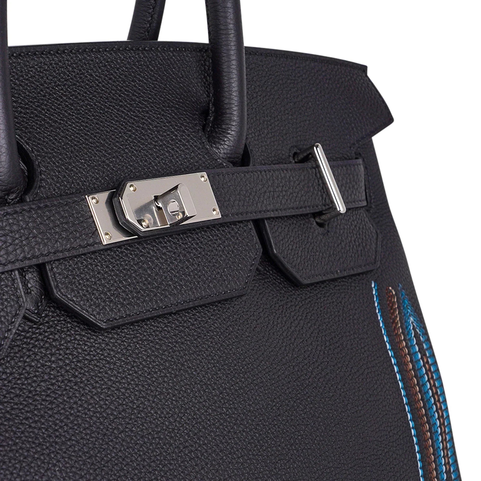 👜Limited Edition HAC Western Birkin 40 Bag Runway Embroidered Black Togo Leather with Palladium Hardware