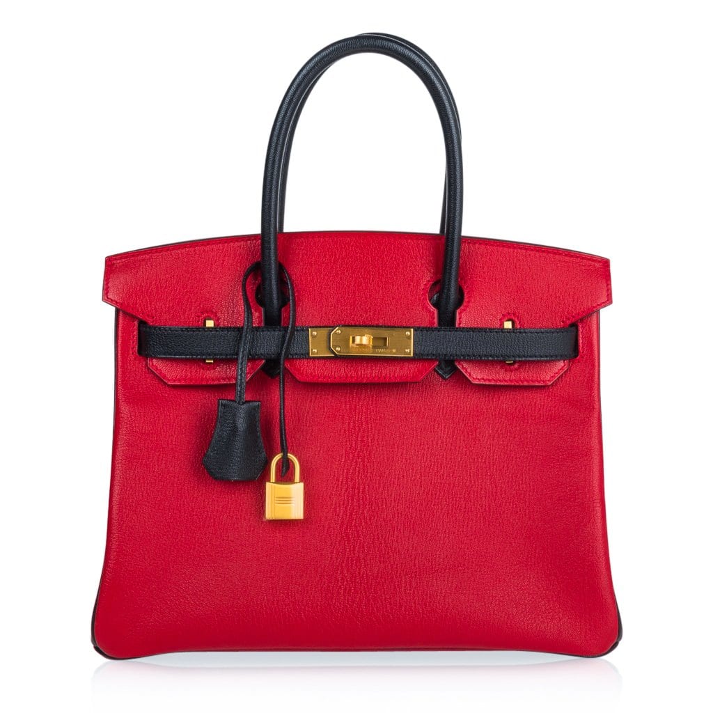 👜Birkin HSS 30 Bag Rouge Casaque and Black Chevre Brushed Gold Hardware
