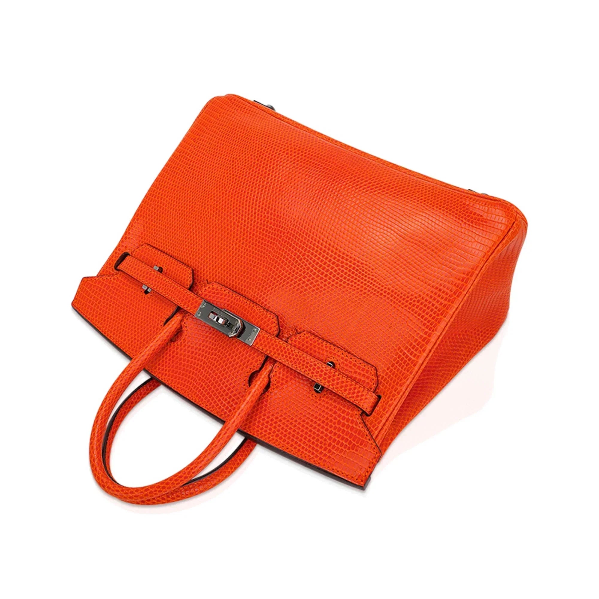 👜Birkin 25 Bag Orange Tangerine Lizard with Ruthenium Hardware