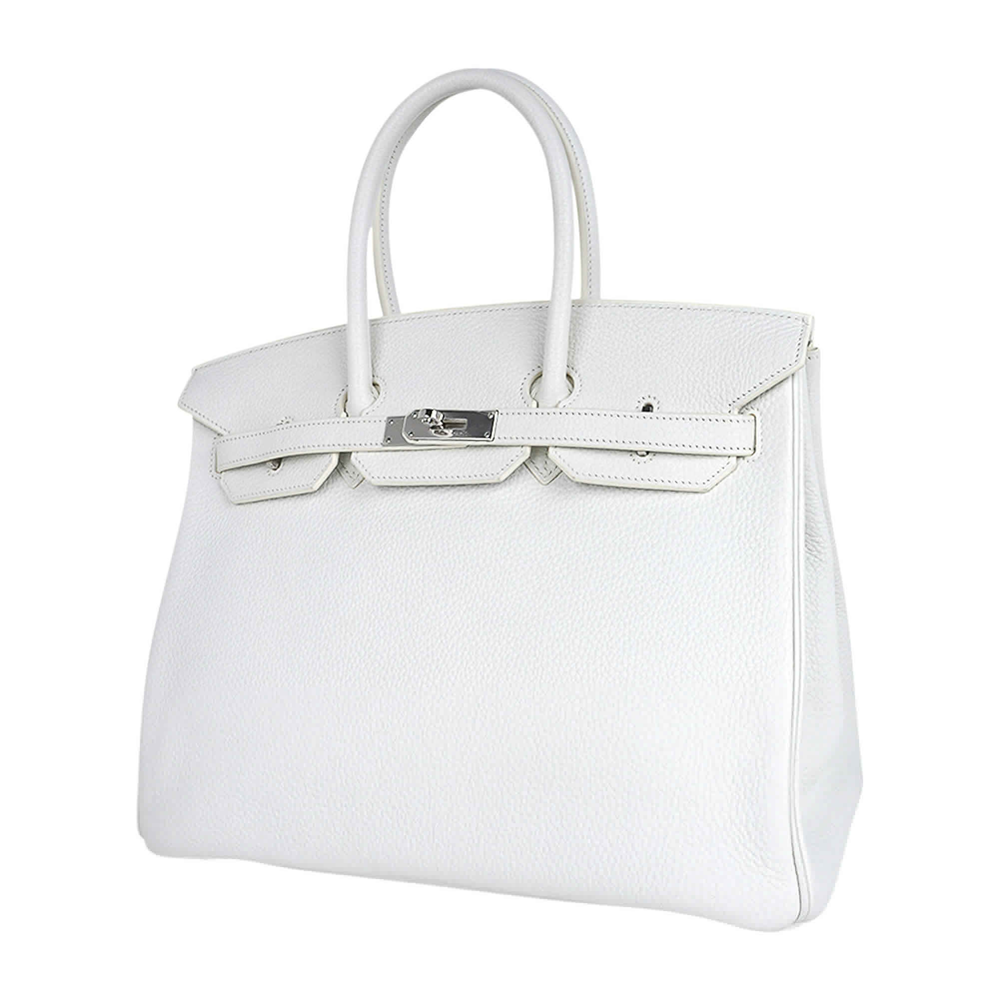 👜Birkin 35 Bag White Clemence Leather with Palladium Hardware