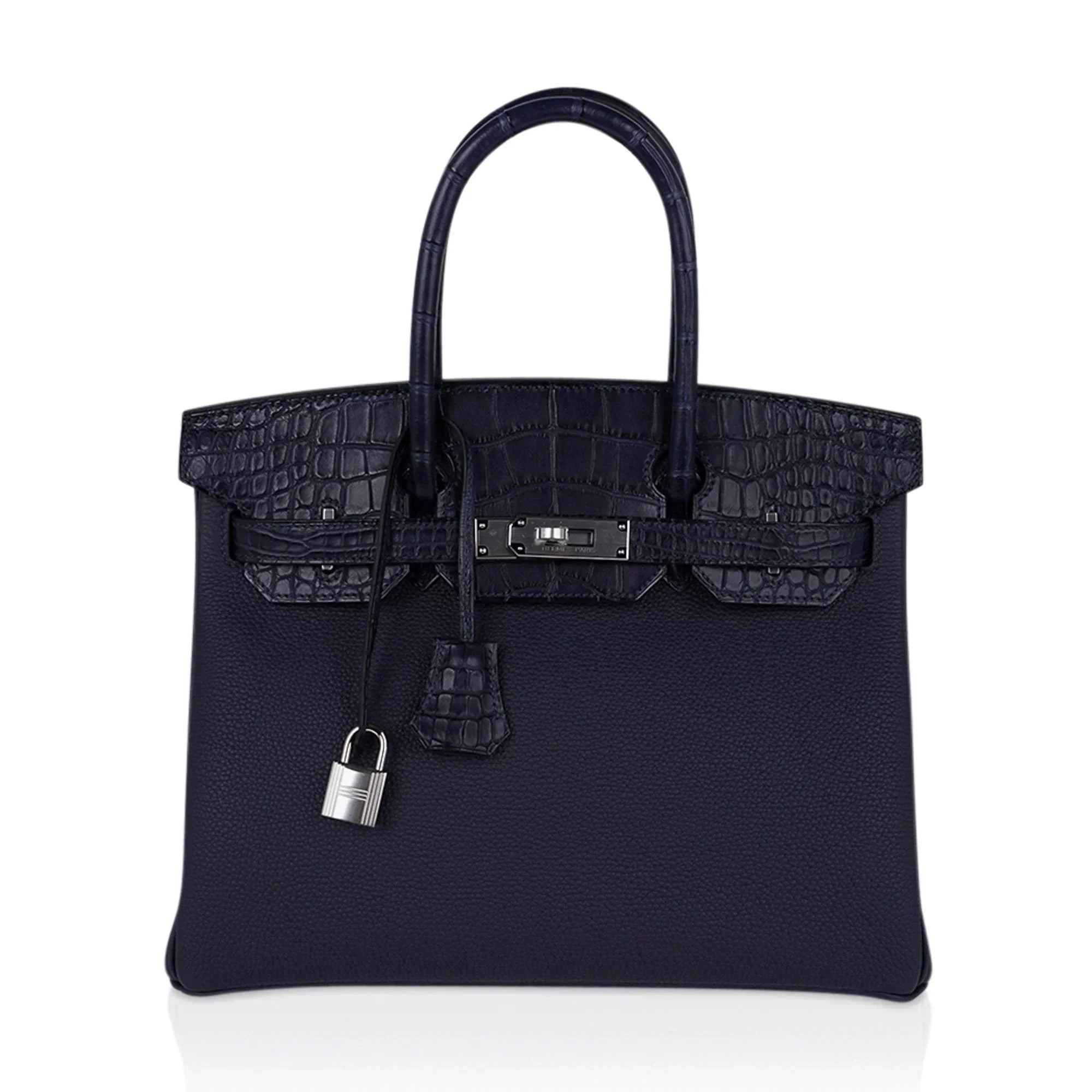 👜Birkin 30 Touch Blue Indigo Matte Alligator Bag Palladium Hardware