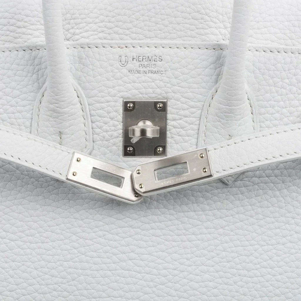 👜Birkin 25 Bag HSS White Clemence Trench Interior Brushed Palladium Hardware