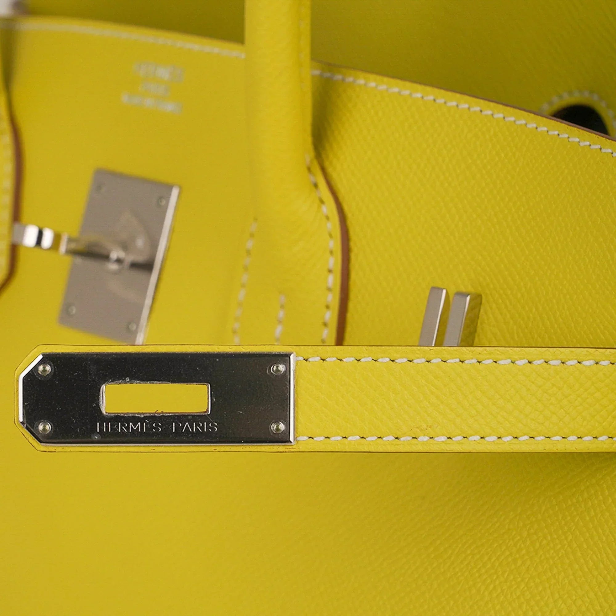 👜Birkin 35 Lime Candy Limited Edition Bag Epsom Palladium