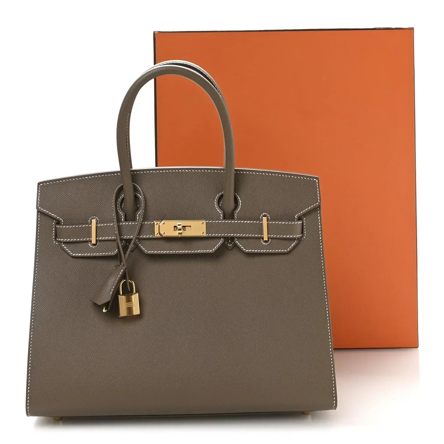 👜Birkin Sellier 30 Etoupe Epsom Quilted Epsom Leather