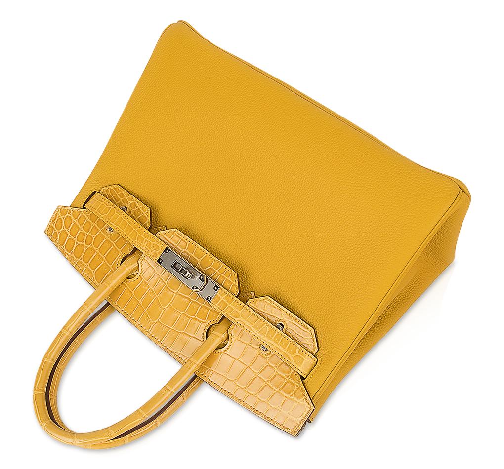 👜Birkin Touch 30 Bag Jaune Ambre Crocodile / Togo Limited Edition