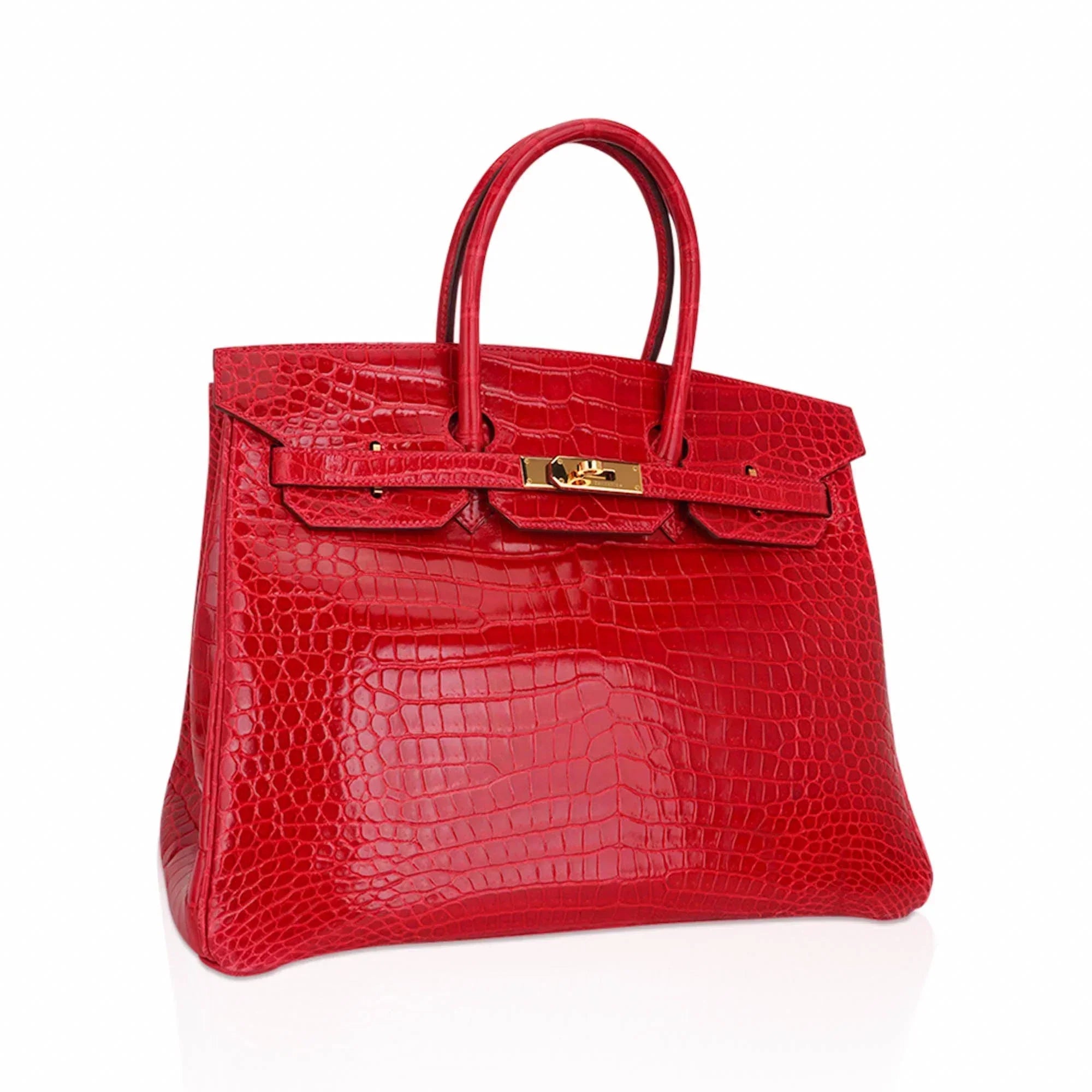 👜Birkin 35 Bag Braise Porosus Crocodile with Gold Hardware