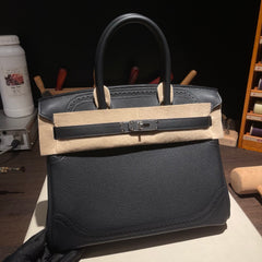 Birkin Ghillies 30 Total Black Leather Top-Handle Bag