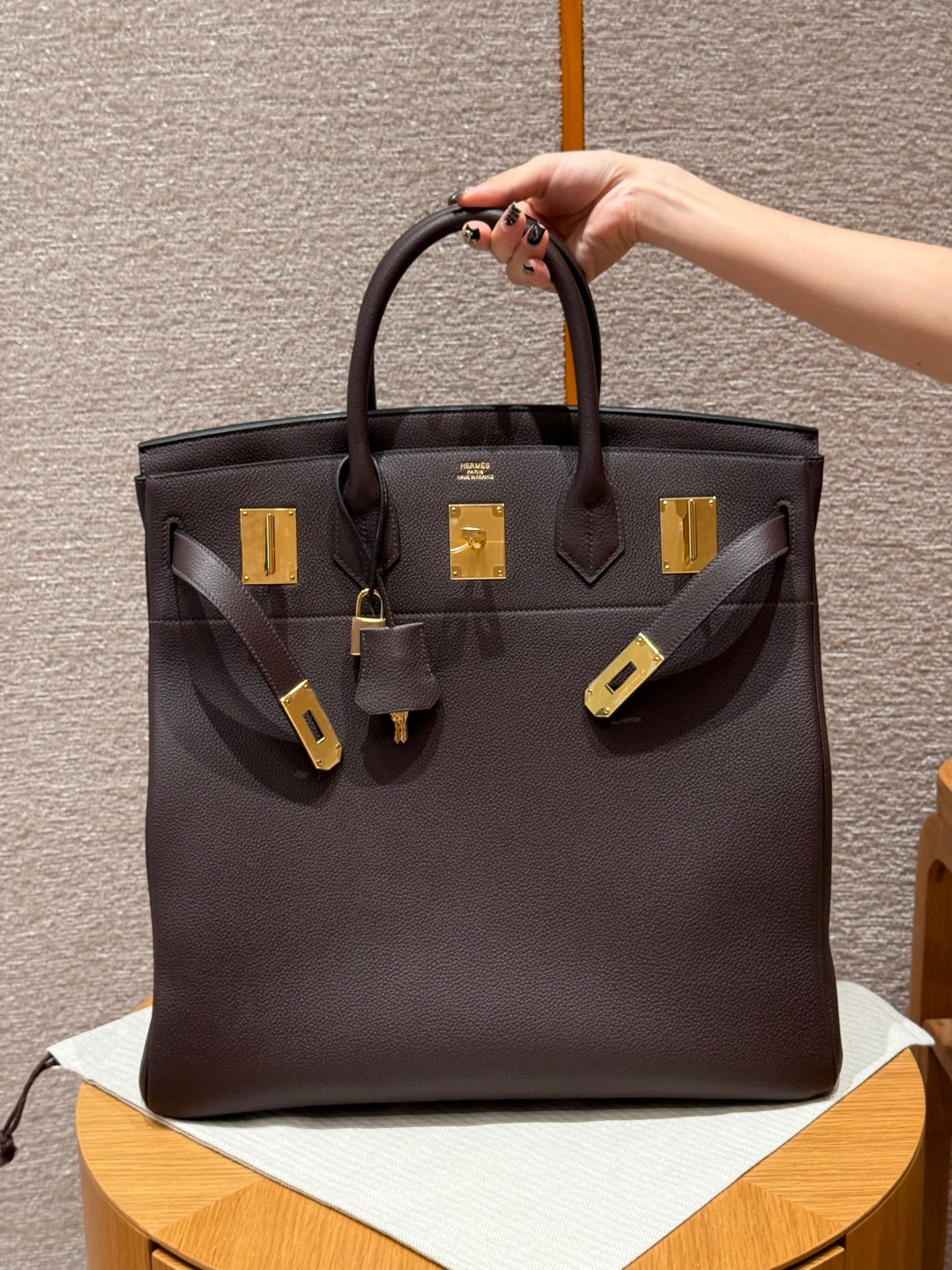 Large Birkin HAC 40cm Men's Tote in Premium Chocolate Brown Togo Cowhide
