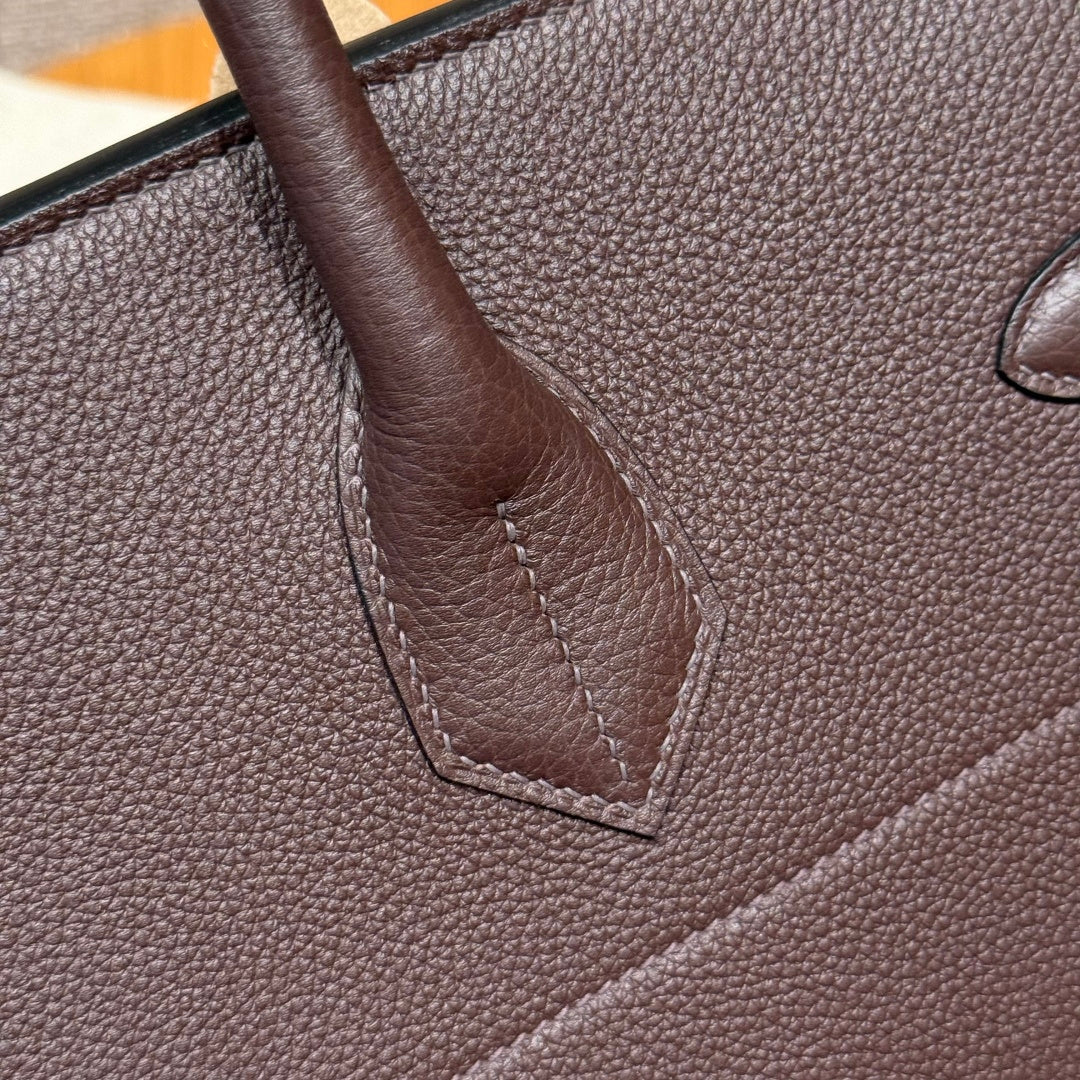 Large Birkin HAC 40cm Men's Tote in Premium Chocolate Brown Togo Cowhide