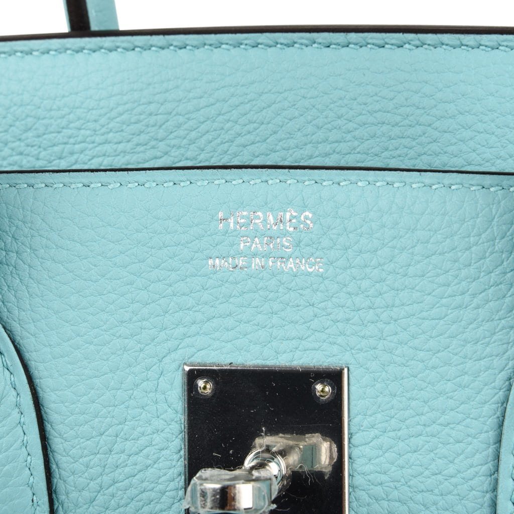 👜Birkin 35 Bag Fresh Blue Atoll Togo Palladium Hardware