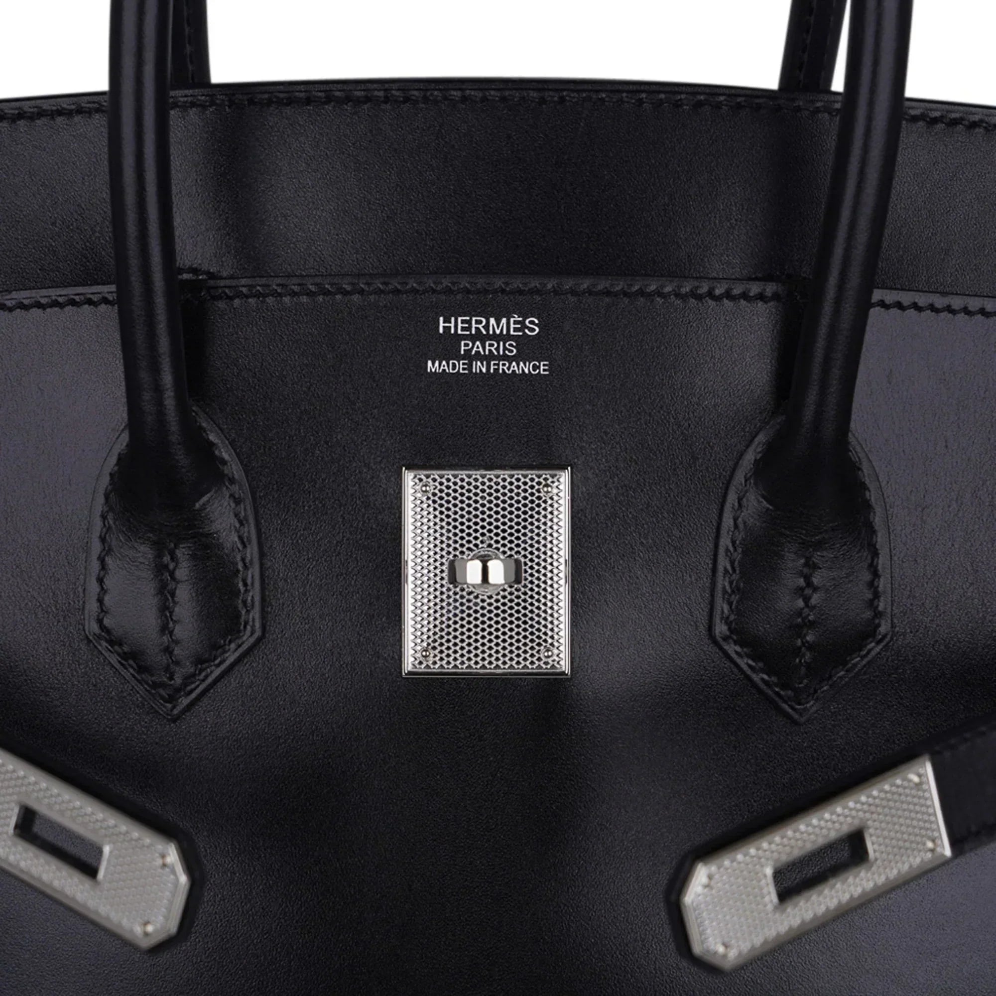 👜Birkin 35 Bag Black Box Palladium Guilloche Hardware
