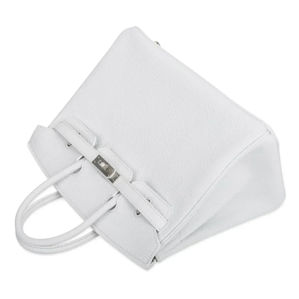 👜Birkin 25 Bag HSS White Clemence Trench Interior Brushed Palladium Hardware
