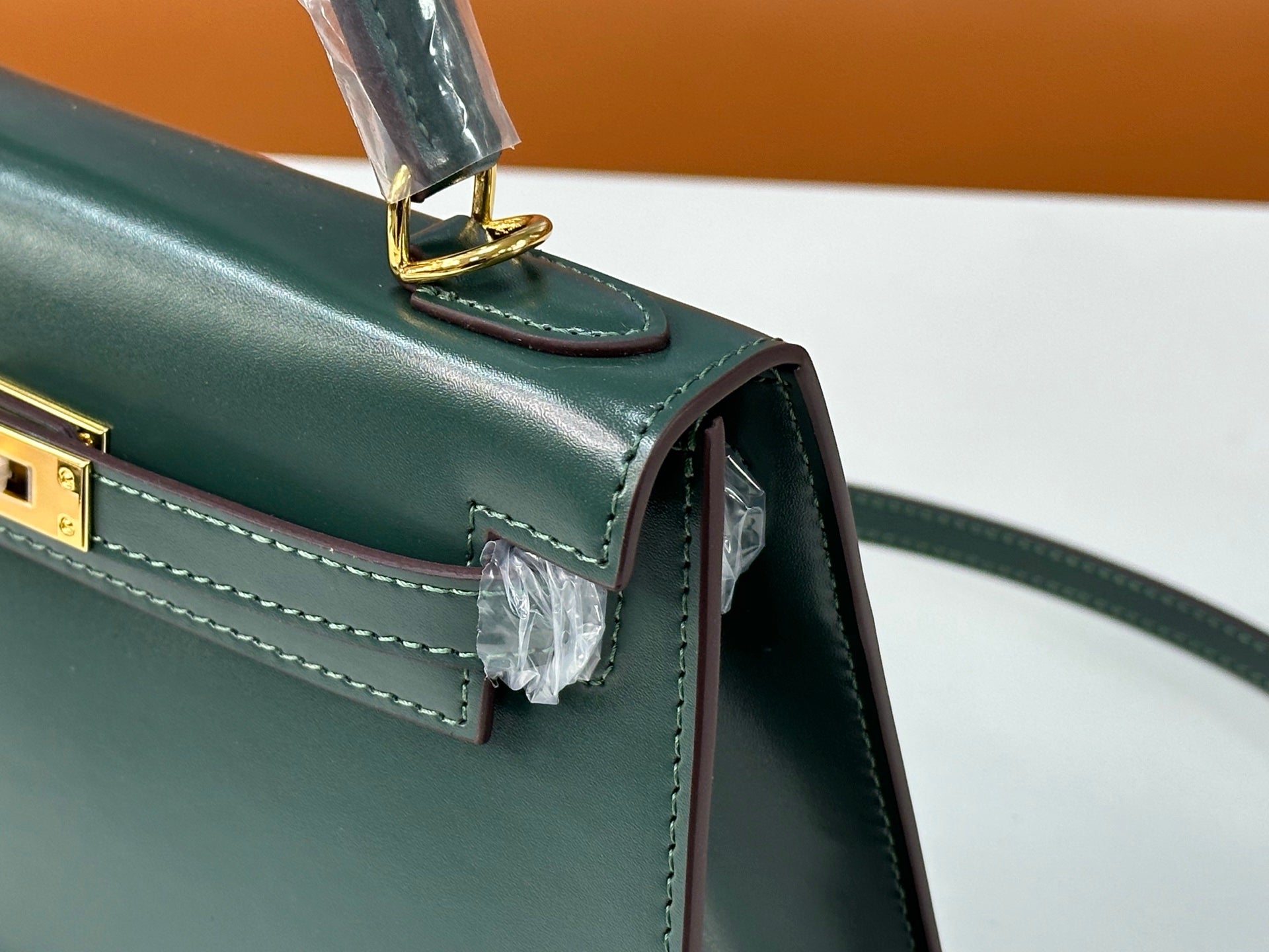 Kelly Sellier 19cm & 22cm & 25cm Vert Fonce Box Calf Leather Gold Hardware & Palladium Hardware Women Handbag