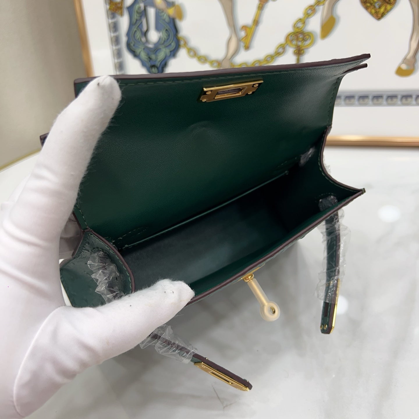 Mini Kelly II Sellier 19cm Vert Cypress Epsom Leather Gold Hardware Mini Women Handbag