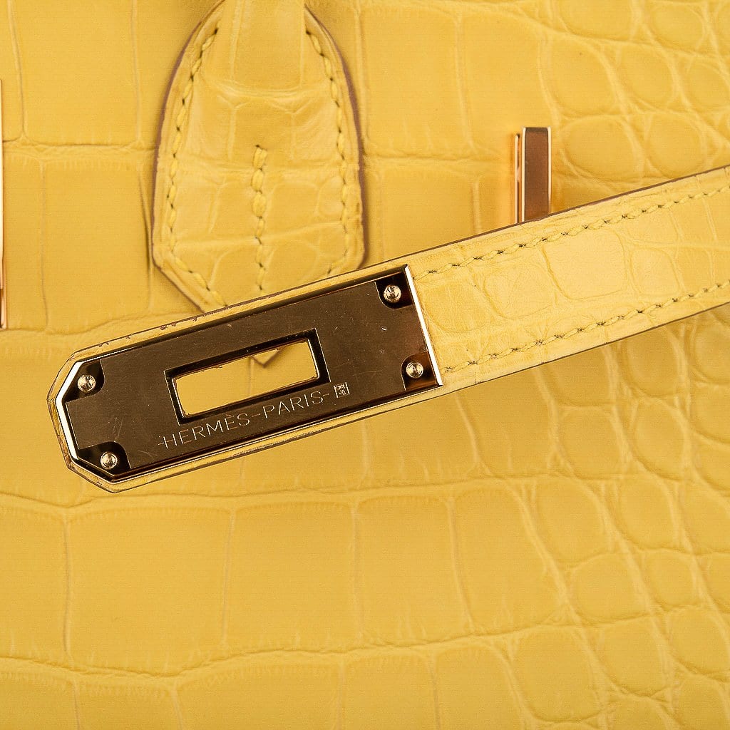 👜Birkin 30 Bag Mimosa Matte Alligator Gold Hardware
