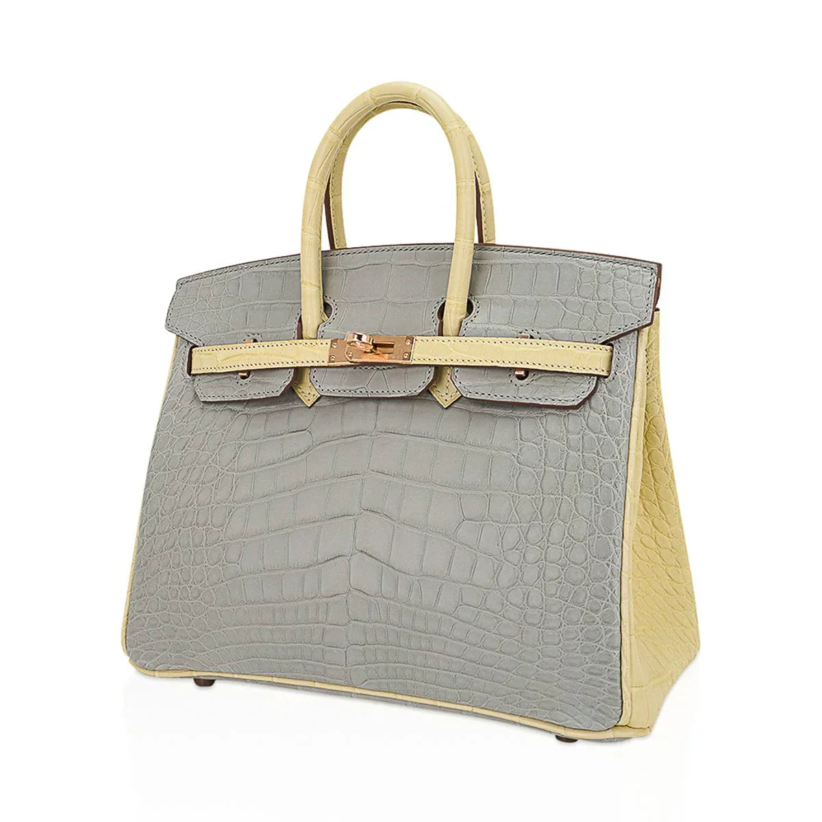 👜Special Order HSS Birkin 25 Bag Gris Perle & Vanille Matte Alligator with Rose Gold Hardware