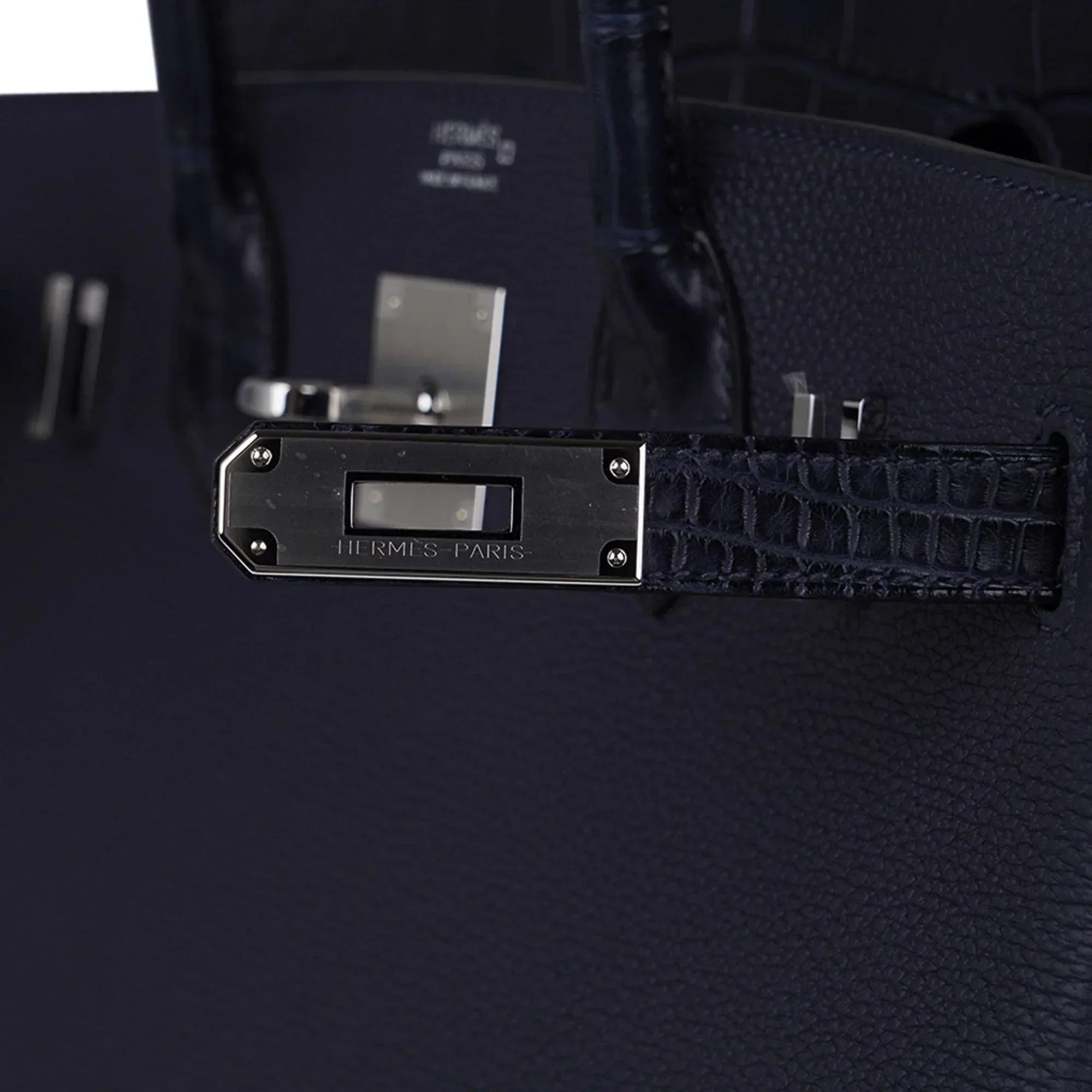 👜Birkin 30 Touch Blue Indigo Matte Alligator Bag Palladium Hardware