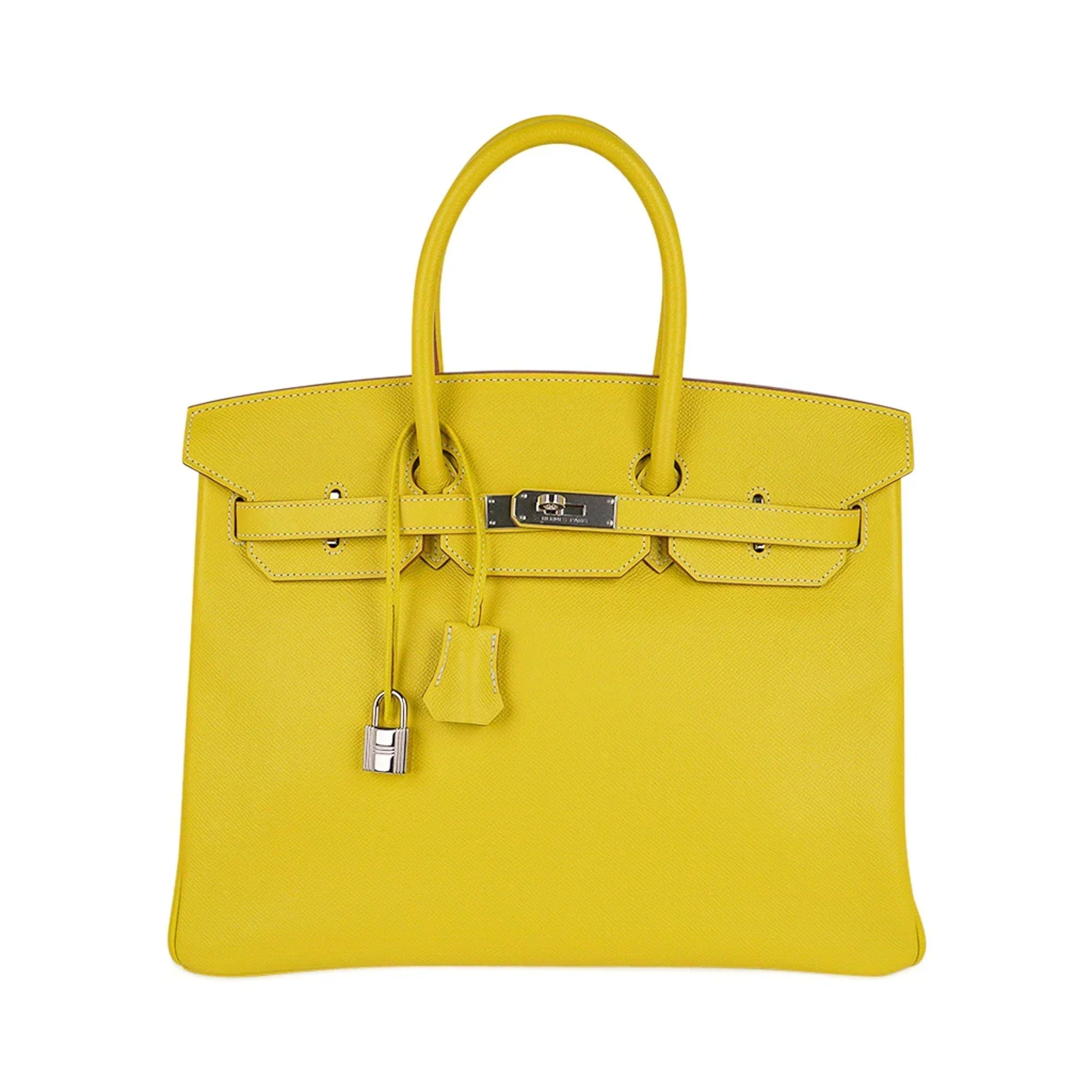 👜Birkin 35 Lime Candy Limited Edition Bag Epsom Palladium