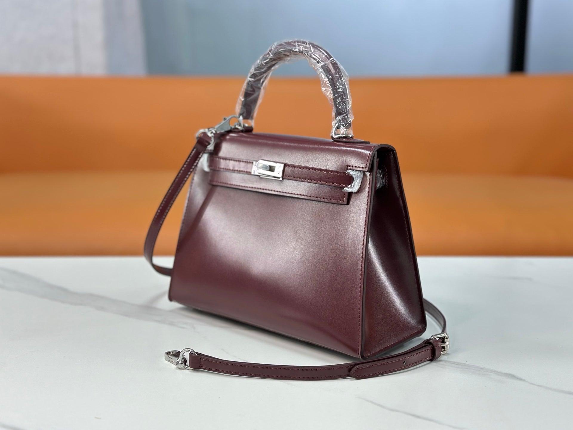 Kelly Sellier 19cm & 22cm & 25cm Rouge H Box Calf Leather Gold Hardware & Palladium Hardware Women Handbag