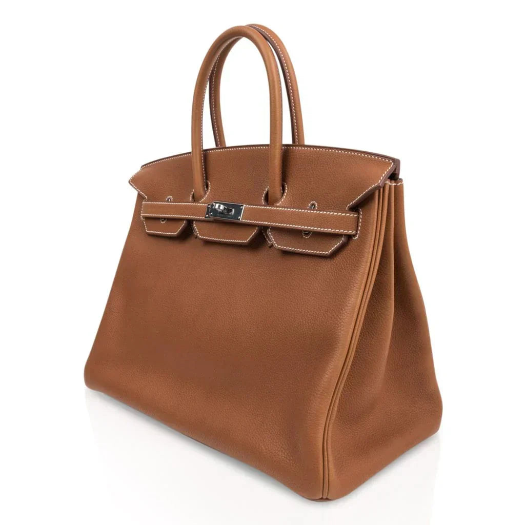 👜Limited Edition Birkin 35 Bag Fauve Barenia Faubourg Leather with Palladium Hardware