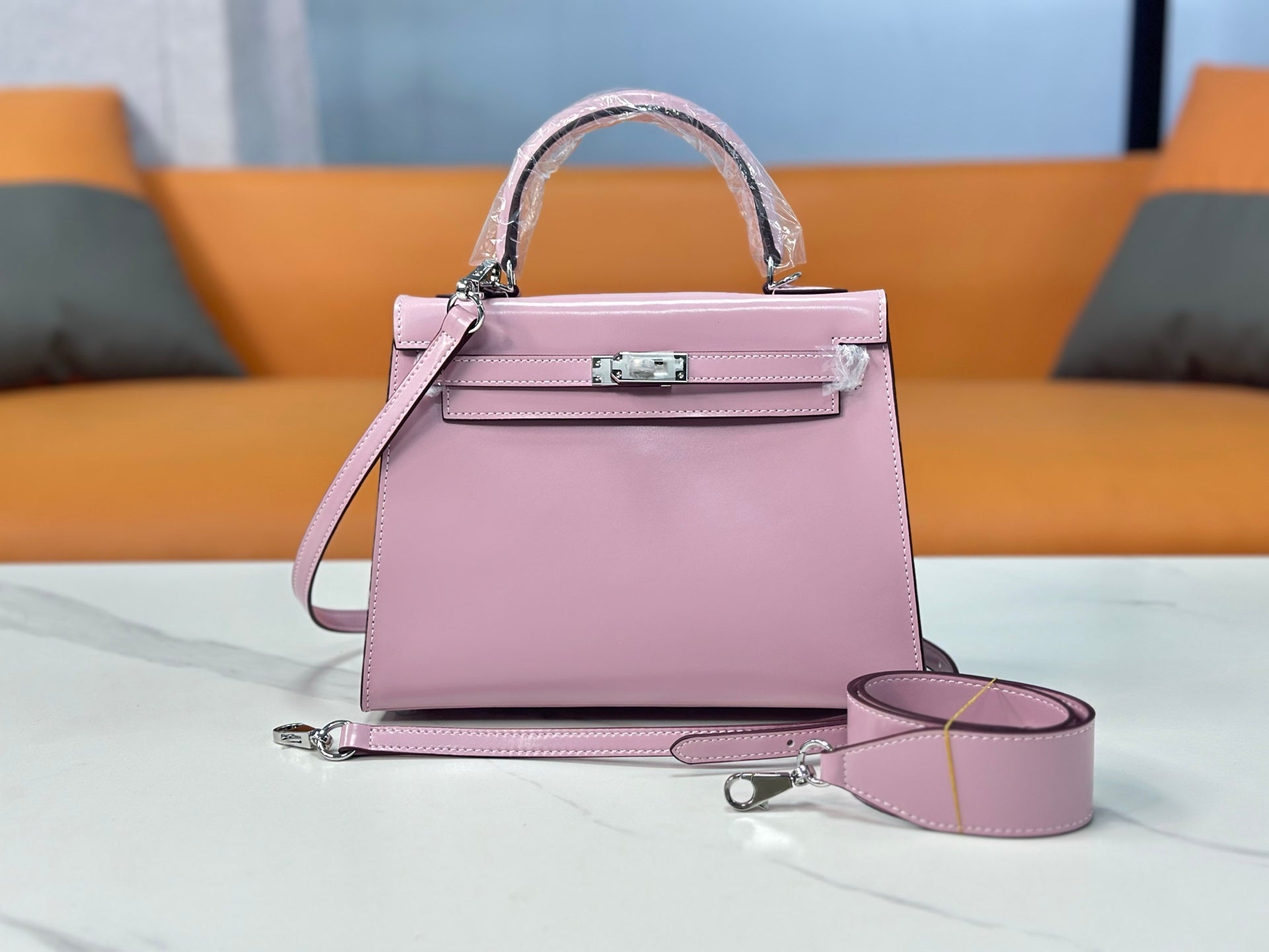 Kelly Sellier 19cm & 22cm & 25cm Rose Sakura Box Calf Leather Gold Hardware & Palladium Hardware Women Handbag