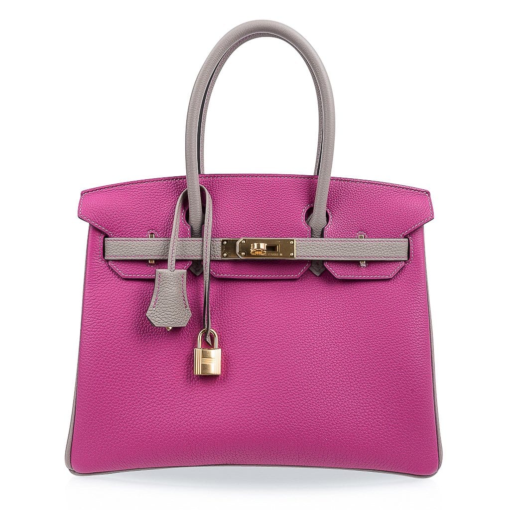 👜Special Order HSS Birkin 30 Bag Rose Pourpre & Gris Asphalte Togo Leather with Gold Hardware