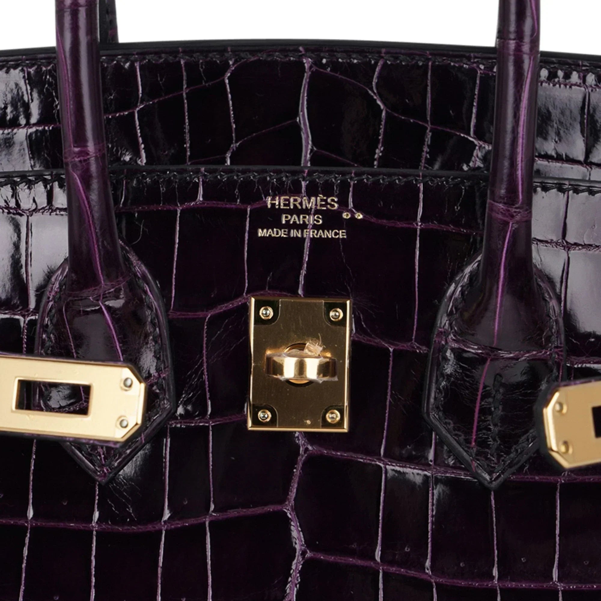 👜Birkin 25 Bag Aubergine Niloticus Crocodile with Gold Hardware