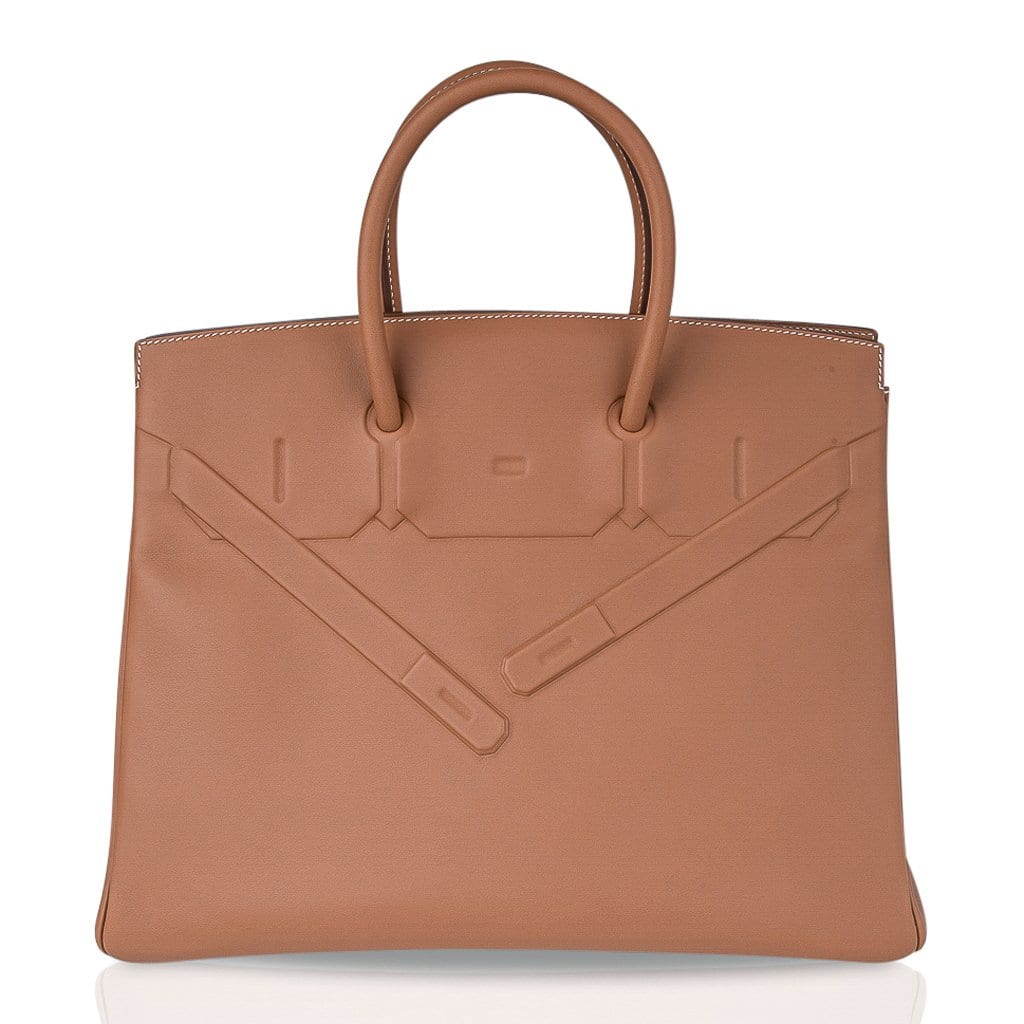 👜Shadow Birkin 35 Bag Limited Edition Gold Evercalf Leather New