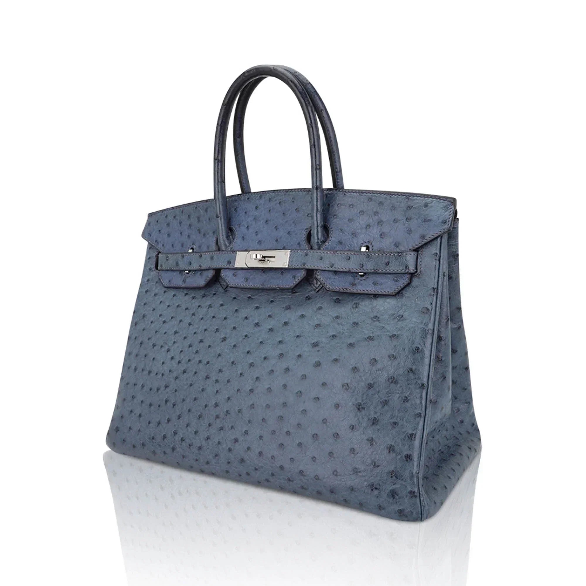 👜Birkin Vintage 35 Bag Blue Roi Ostrich Palladium Hardware