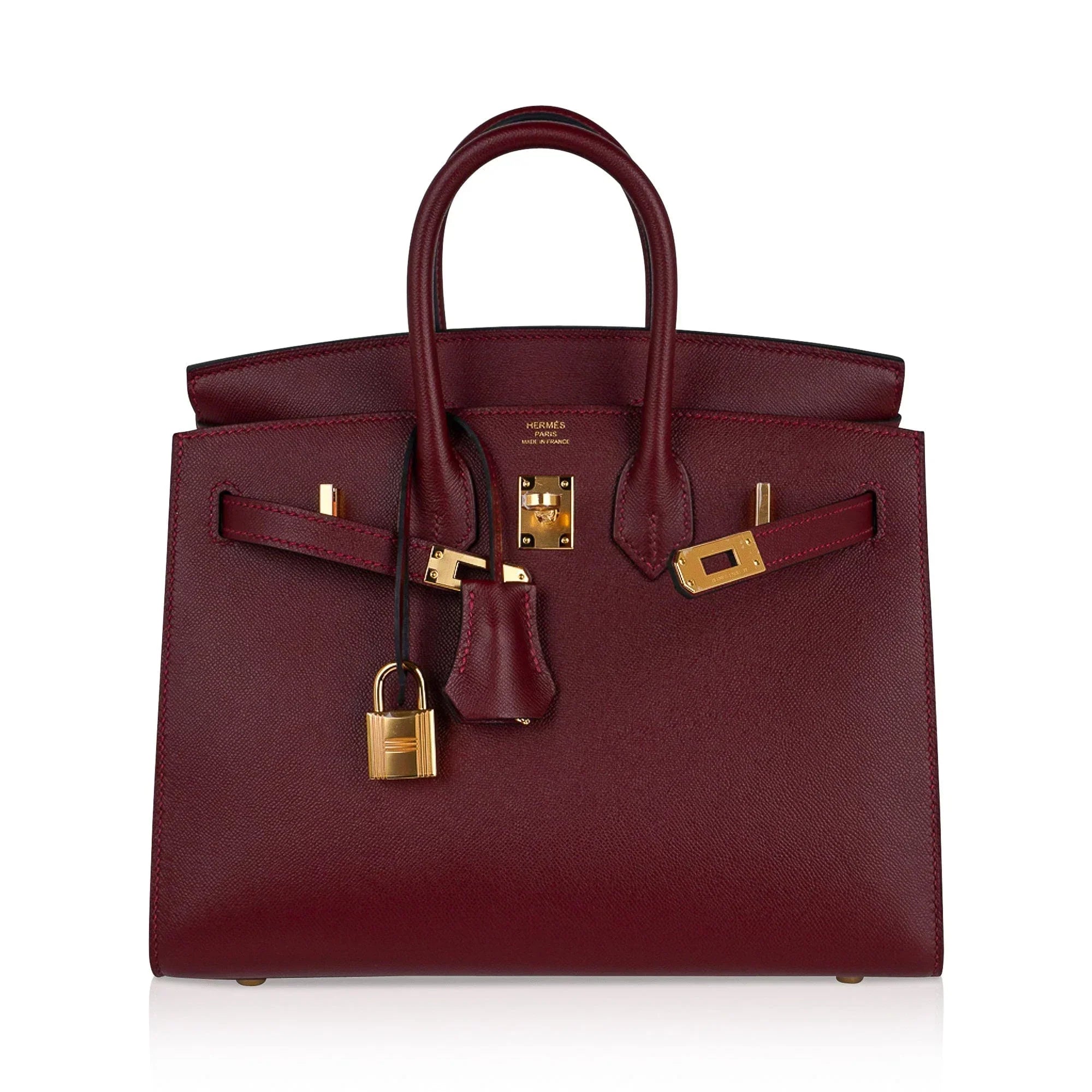 👜Birkin 25 Bag Sellier Rouge H Gold Hardware Veau Madame Leather