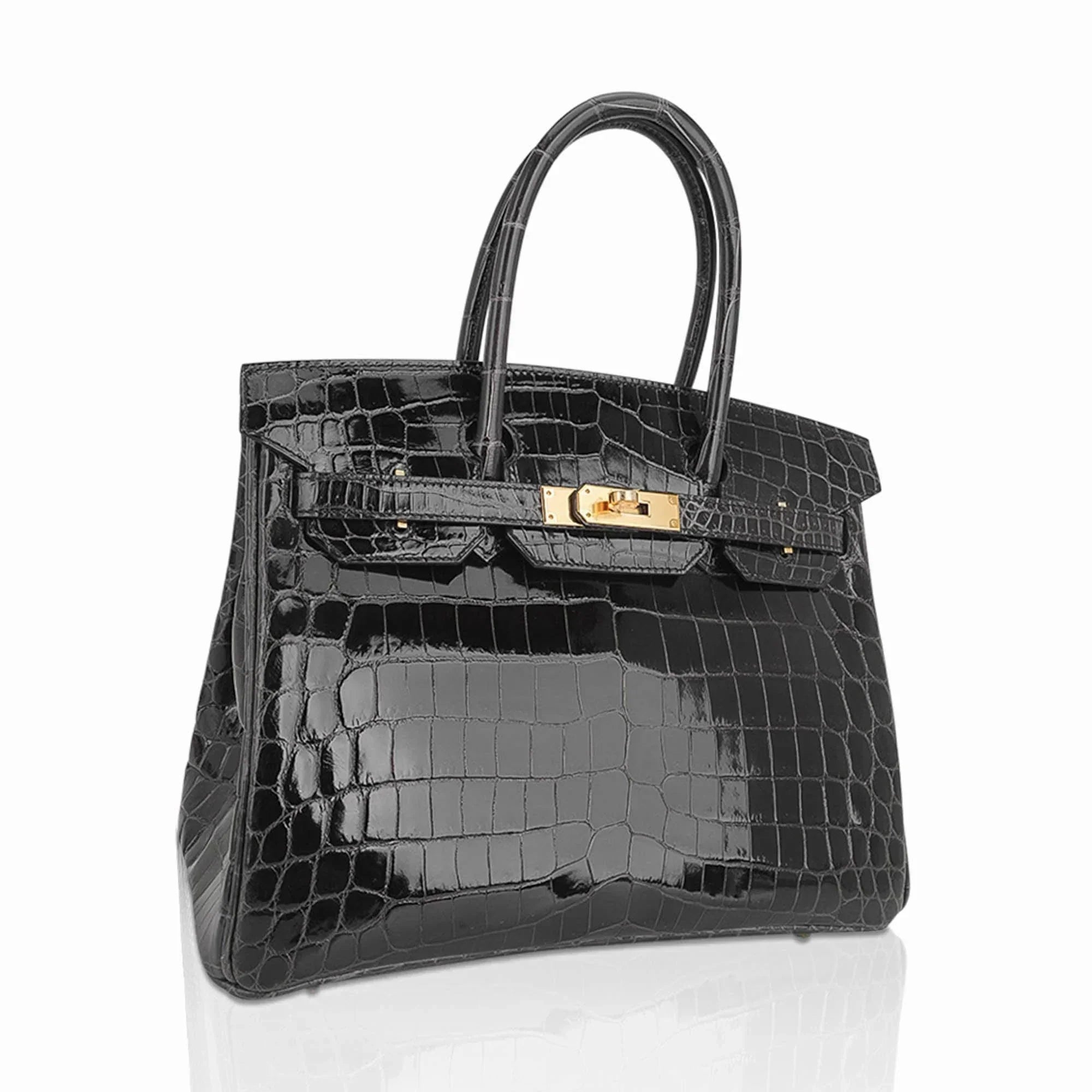 👜Birkin Bag, Crocodile-Grain Top-Grain Cowhide Leather, In-Seam Gold Hardware